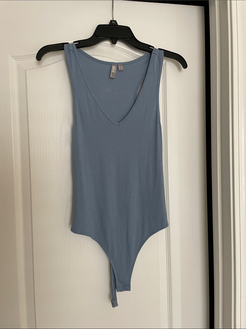 ASOS Light Blue Ribbed V-Neck Bodysuit